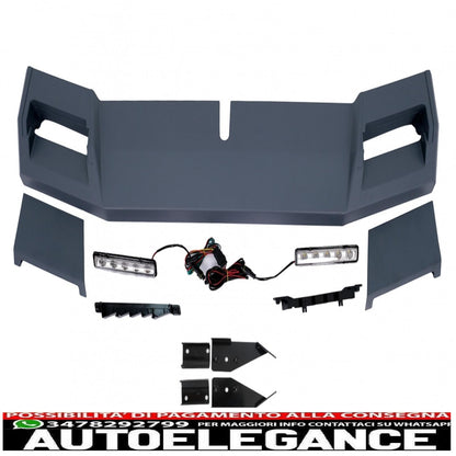 Front Bullbar Kit and LED Roof Spoiler with Upper Spoiler and LED Light Extension Suitable for Mercedes G-Class W463 (1989-2018) G63 G65 Design