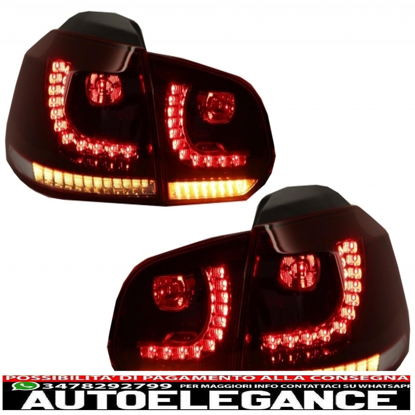 Chrome headlights and cherry red taillights full led suitable for vw golf 6 vi (2008-2013) r20 u design dynamic sequential cornering lights left hand drive