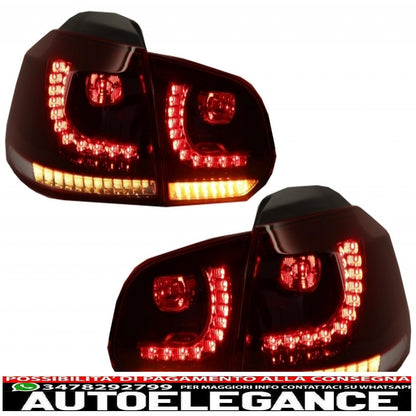 Chrome headlights and cherry red taillights full led suitable for vw golf 6 vi (2008-2013) r20 u design dynamic sequential cornering lights left hand drive