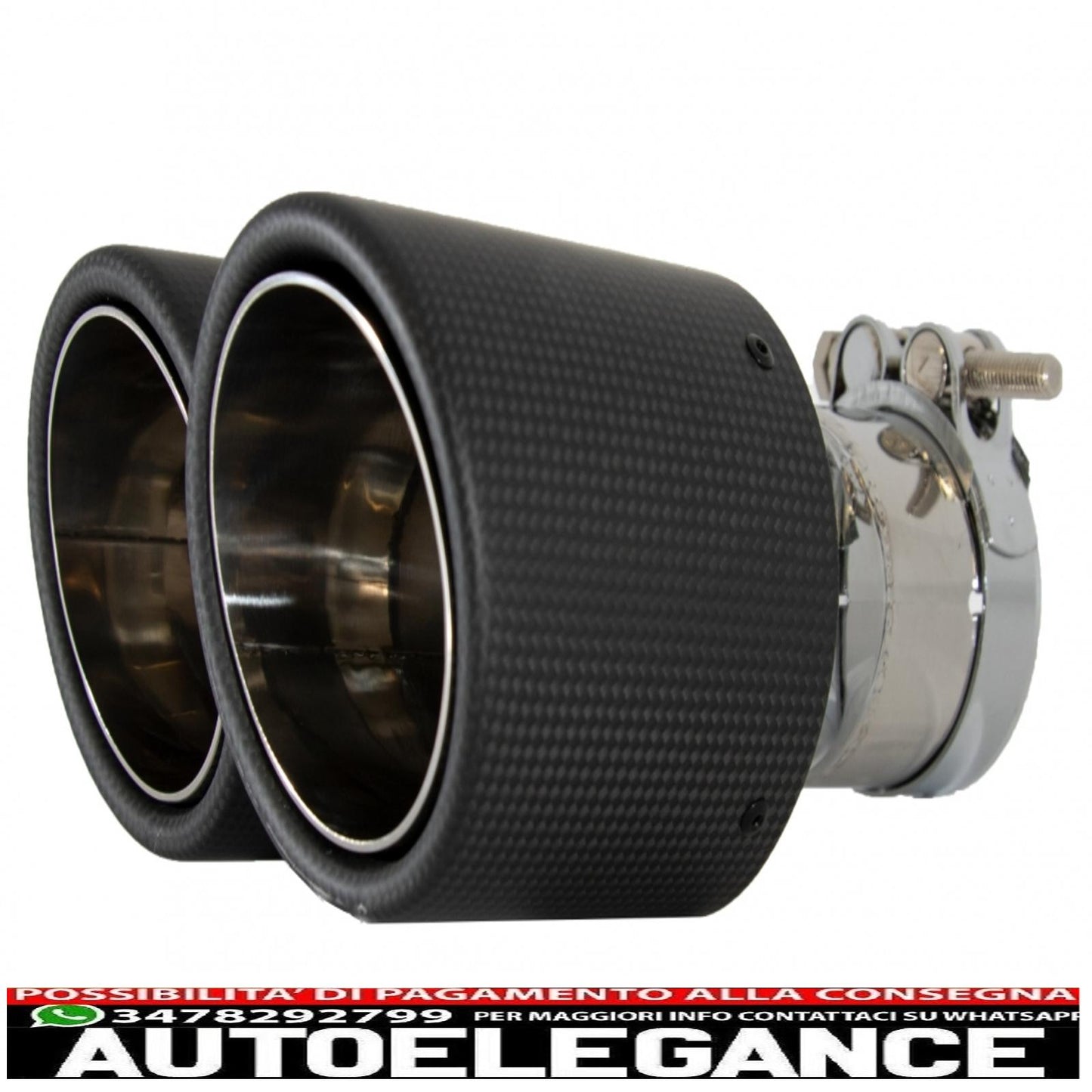 Universal Dual Exhaust Tips Carbon Fiber Matte Finish Dual Exhaust Tips Inlet 6cm/2.36inch 