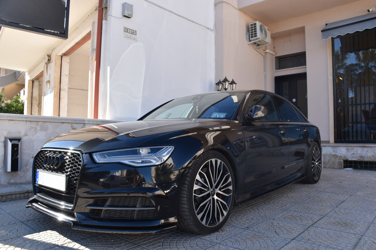 SOTTO MINIGONNE ADATTE PER AUDI A6 4G C7 LOOK NERO LUCIDO DESIGN SPORTIVO