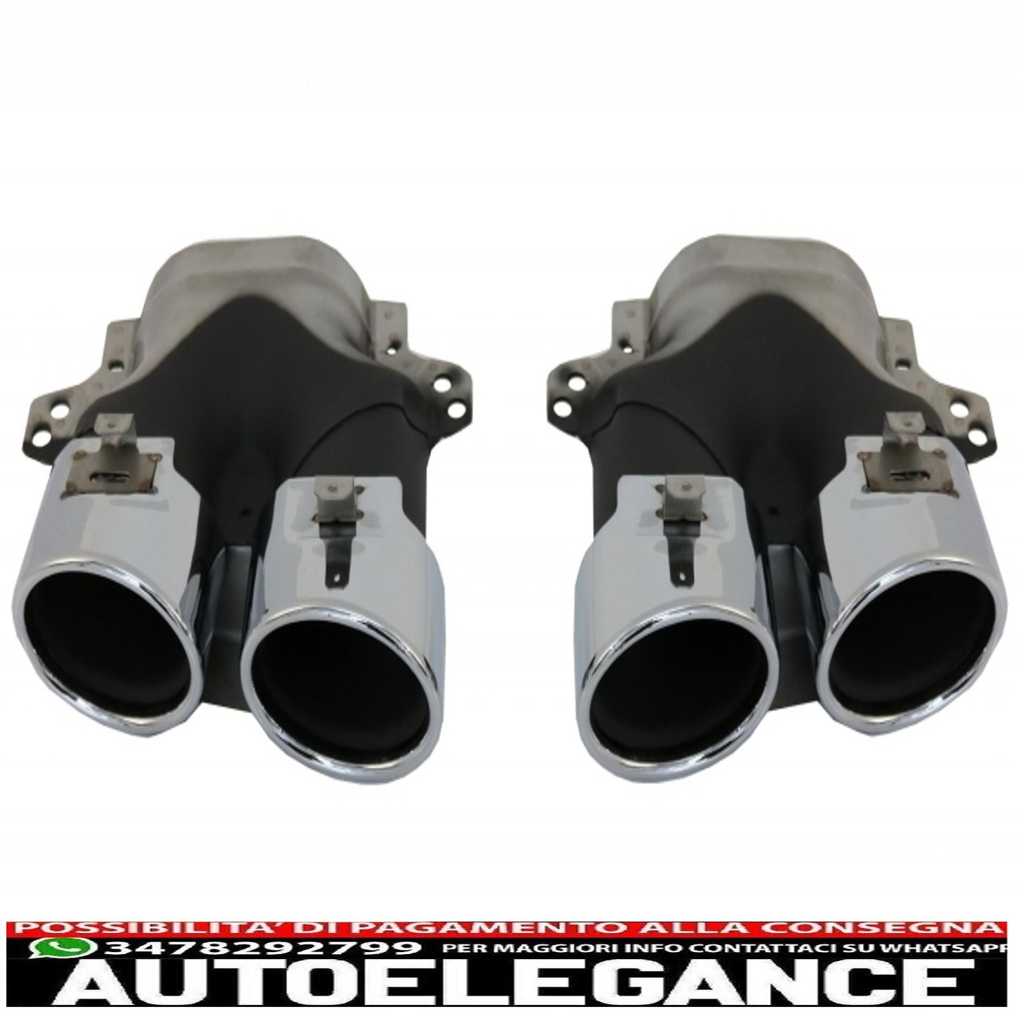 rear diffuser with exhaust tips and central grille suitable for mercedes e class c238 amg sport line (2016+) e53 design black chrome