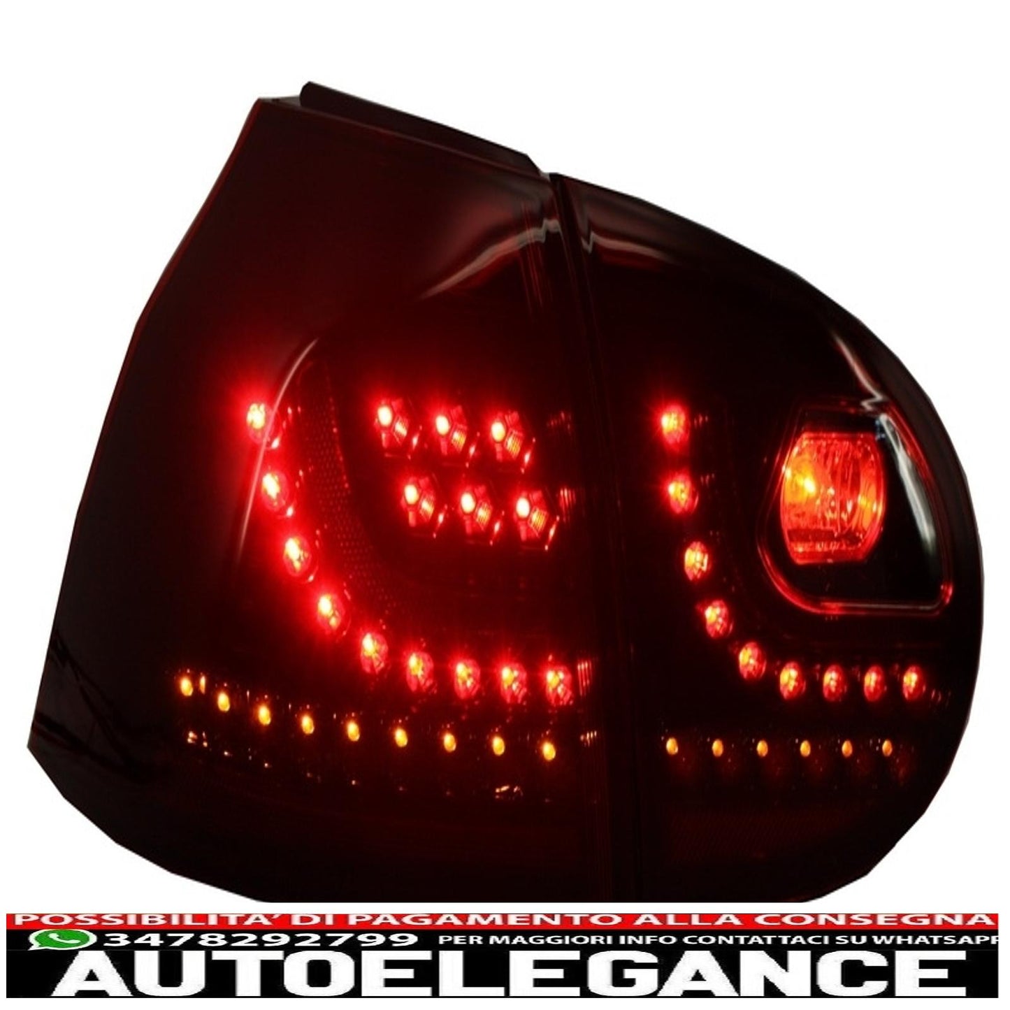 led rear lights suitable for vw golf v 5 (2004-2009) left hand drive (lhd) cherry red urban style