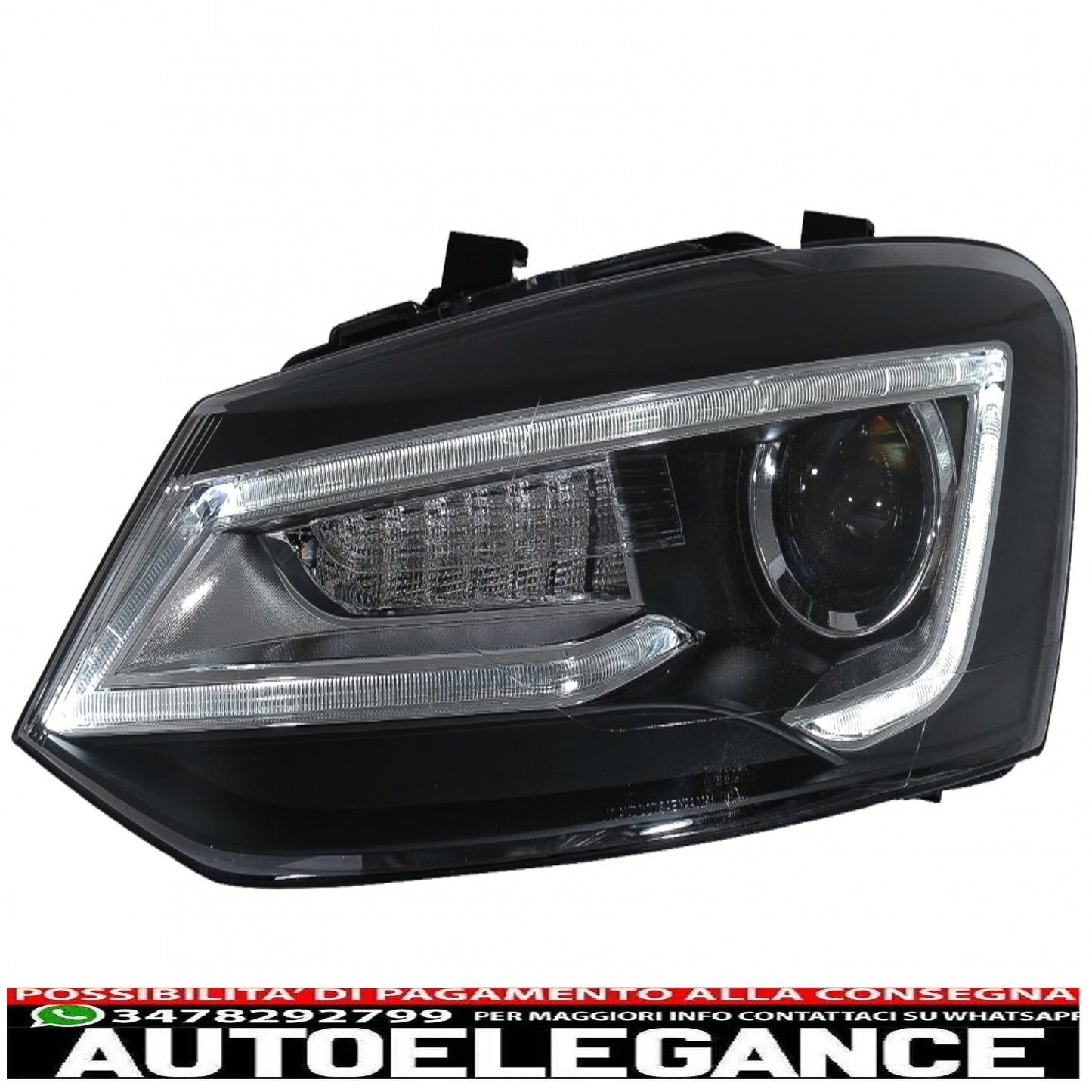 headlights suitable for vw polo mk5 6r 6c 61 (2011-2017) led light bar Devil Eye Look RHD