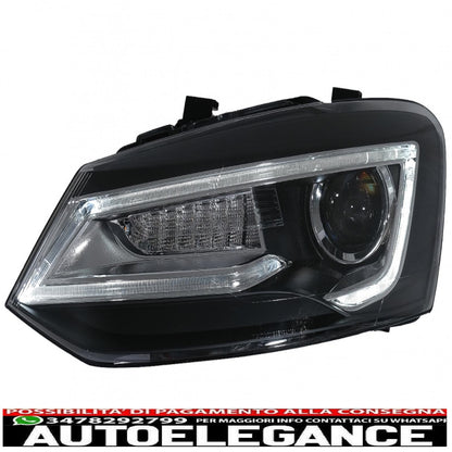 headlights suitable for vw polo mk5 6r 6c 61 (2011-2017) led light bar Devil Eye Look RHD