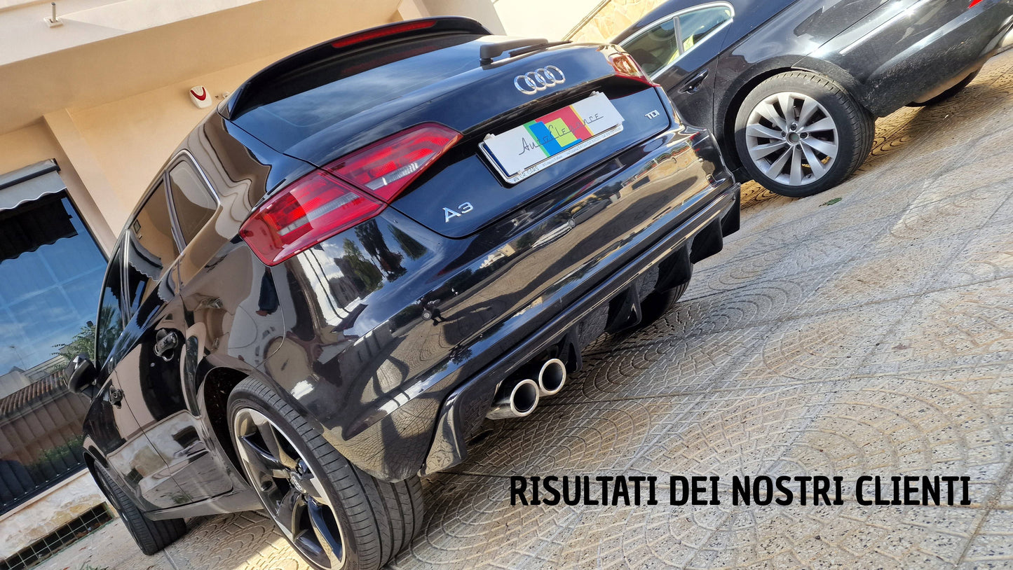 ✨DIFFUSORE ADATTO PER AUDI A3 8V LOOK RS3 12-16 LOOOK NERO LUCIDO 2SX SPORTIVO✨