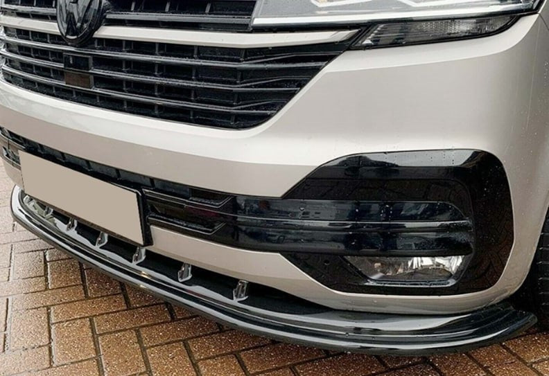 SPLITTER ANTERIORE ADATTO PER VW TRANSPORTER T6.2 2020+ NERO LOOK SPORTIVO