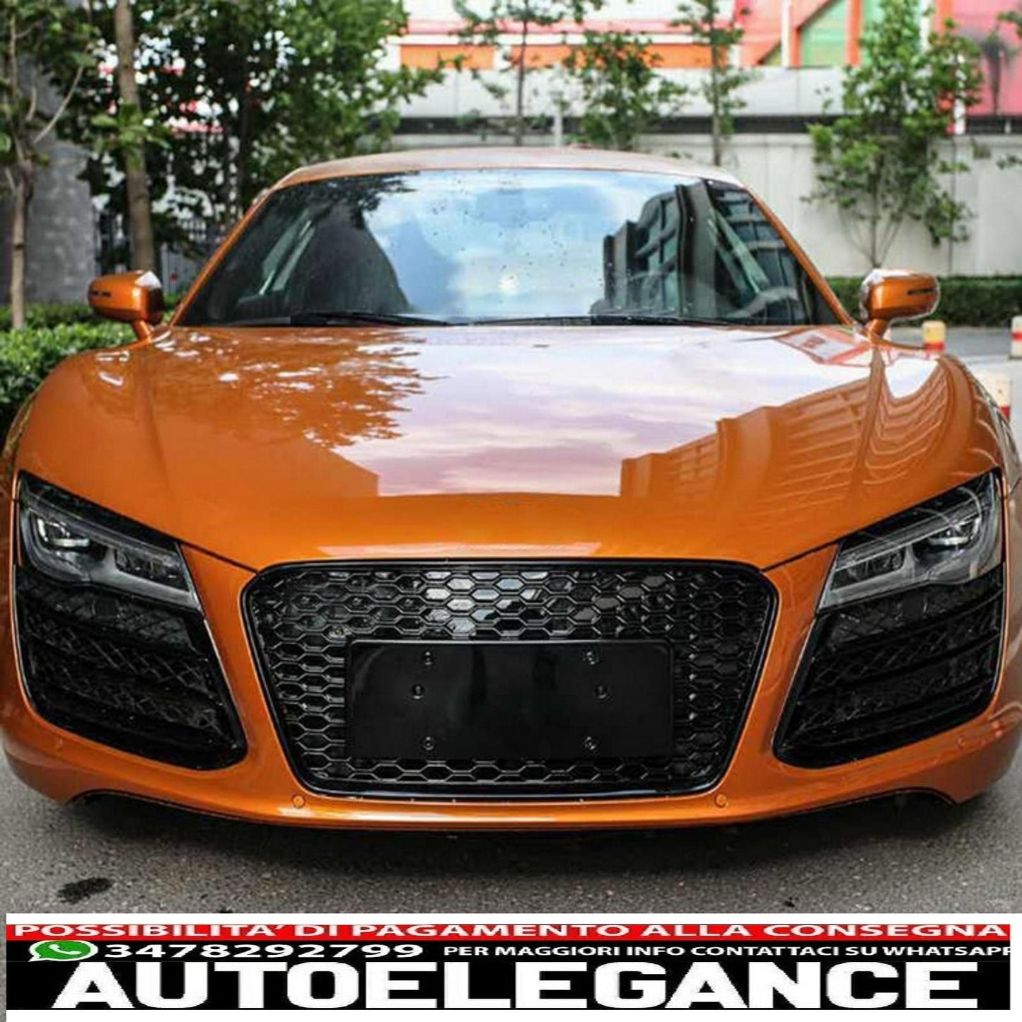 griglia anteriore adatta per audi r8 42 restyling 1a generazione (2013-2015) rs design nero lucido