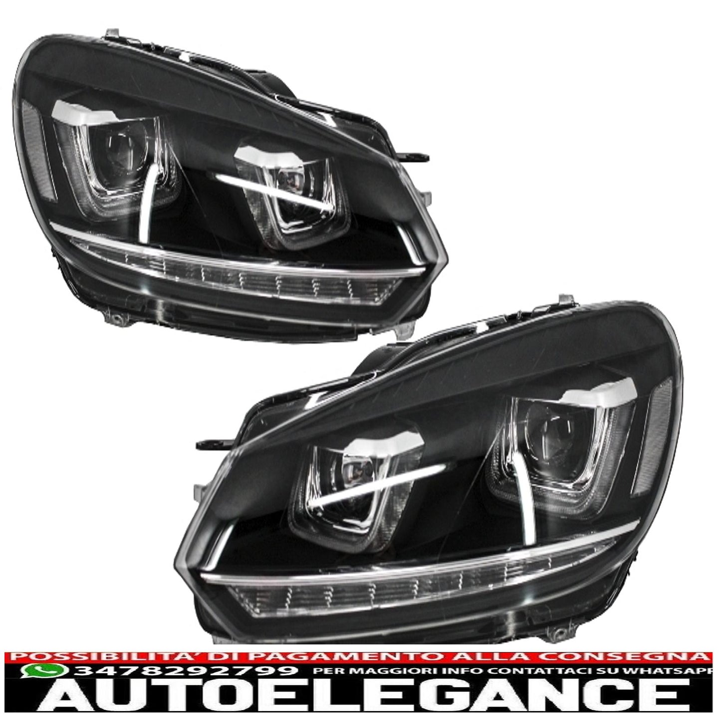 front bumper with led headlights drl cornering light sliding chrome suitable for vw golf vi 6 (2008-2013) gti u design 