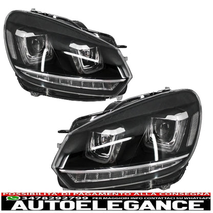 front bumper with led headlights drl cornering light sliding chrome suitable for vw golf vi 6 (2008-2013) gti u design 