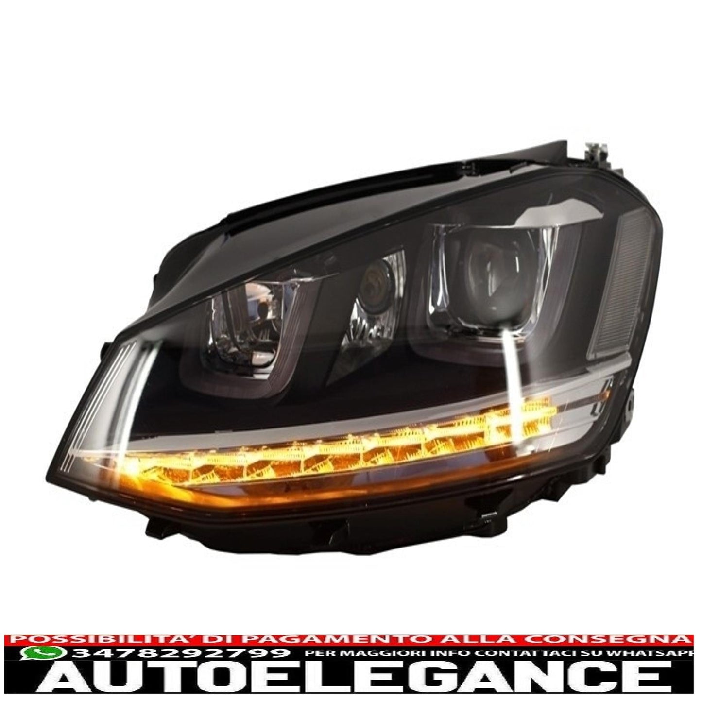 3d led drl headlights suitable for vw golf 7 vii (2012-2017) silver r-line led dynamic sequential flowing cornering lights 