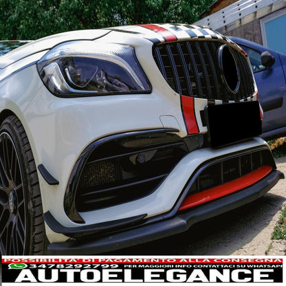 central grille suitable for mercedes a-class w176 restyling (09.2015-2018) a45 gt-r design panamericana all black