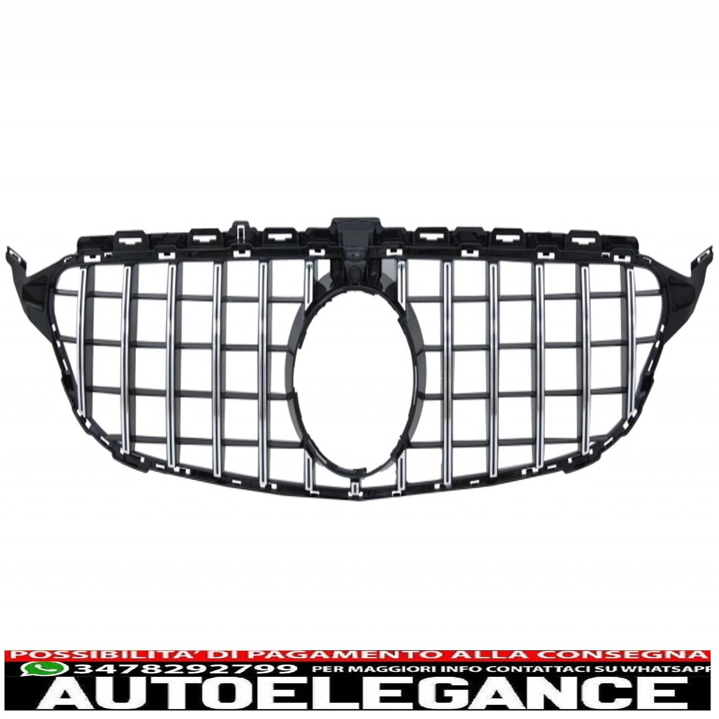 Front bumper with grille and boot spoiler piano black suitable for mercedes c class c205 (2014-2018) c63 gt-r design