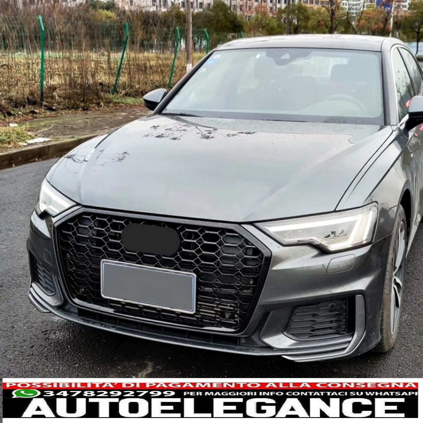 center grille without badge suitable for audi a6 c8 4k (2018-up) rs6 design piano black 
