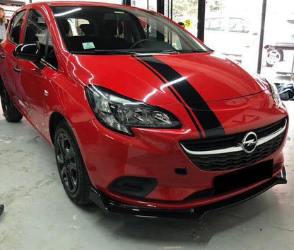 OPEL CORSA E LAMA SOTTO PARAURTI ANTERIORE IN ABS LOOK SPORTIVO NERO LUCIDO -