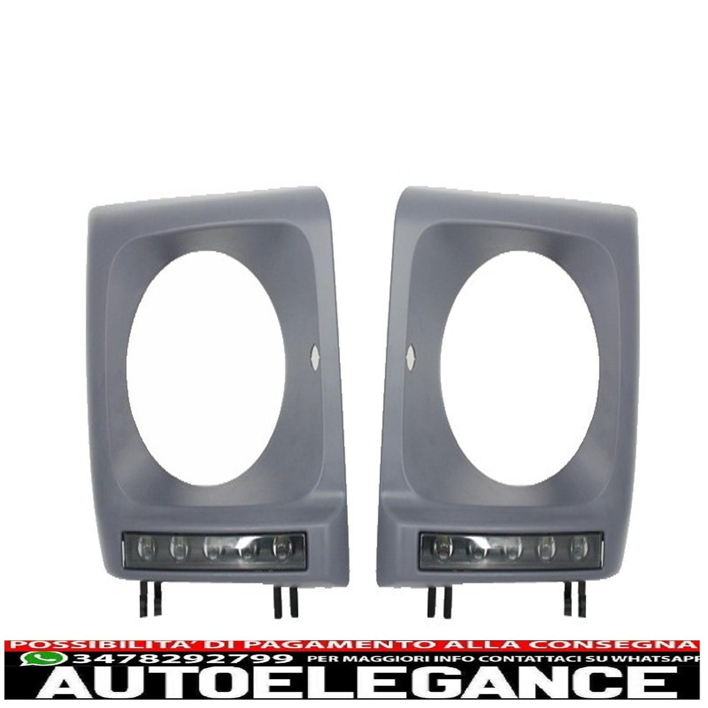 coperture fari con led drl luci diurne nere e fari cromati adatti per mercedes classe g w463 (1989-2012) design g65 AUTOELEGANCERICAMBI