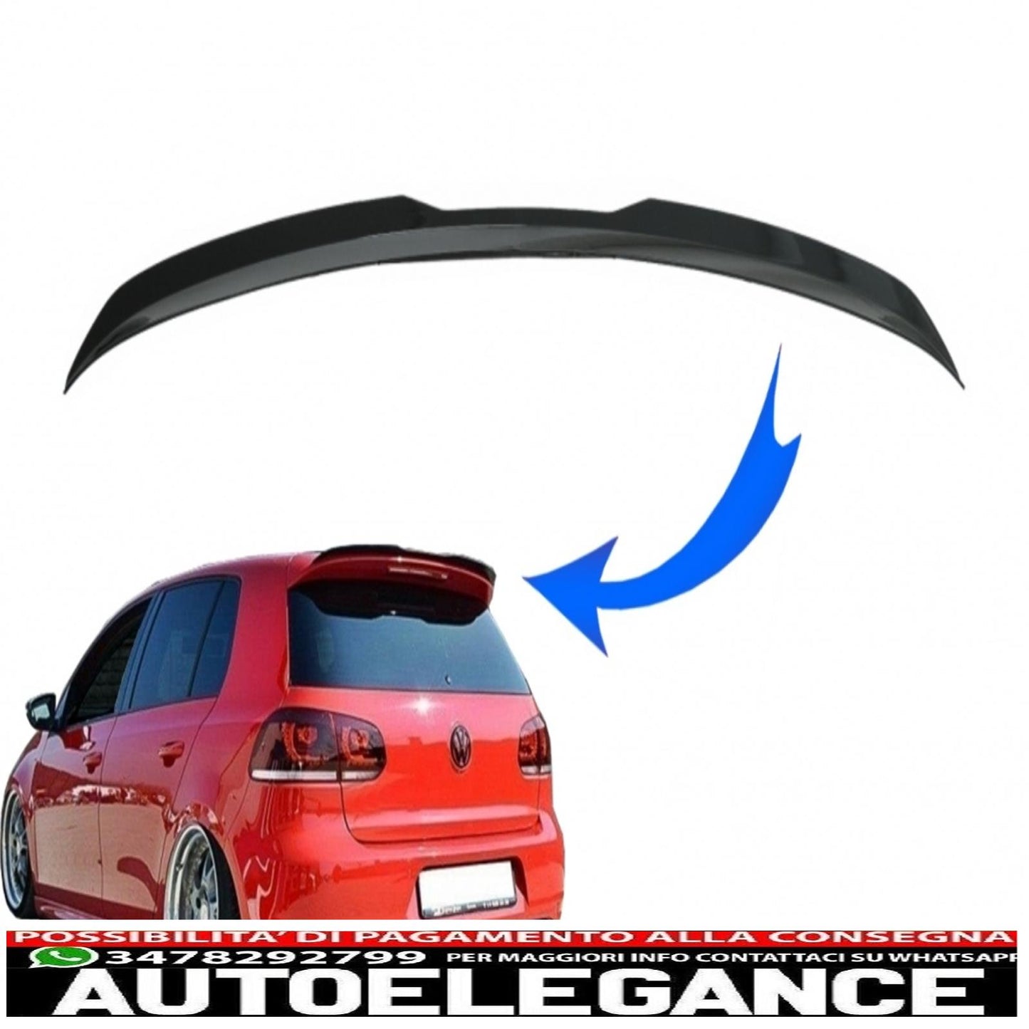 Additional roof spoiler on the wing suitable for vw golf 6 gti/r mk6 hatchback (2008-2012)