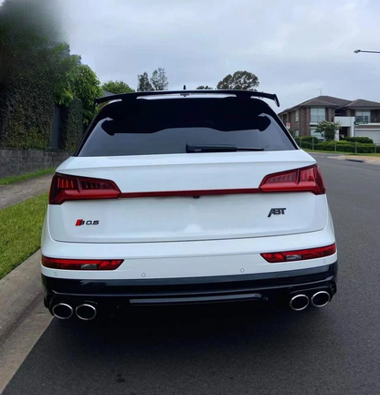 DIFFUSORE ADATTO PER AUDI Q5 FY SLINE 2018-2020 NERO LUCIDO + TERMINALI CROMATI