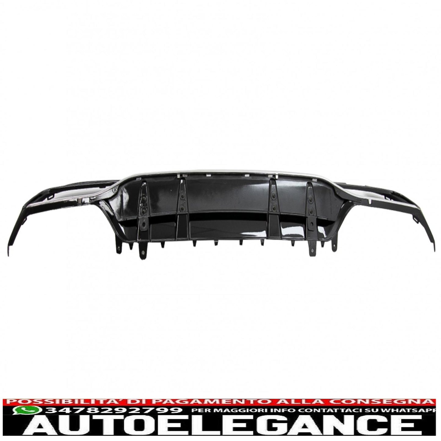 diffusore paraurti posteriore adatto per mercedes classe c w205 s205 (2014-2020) c63s design silver tips solo per amg sport line