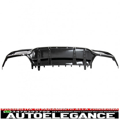 diffusore paraurti posteriore adatto per mercedes classe c w205 s205 (2014-2020) c63s design silver tips solo per amg sport line