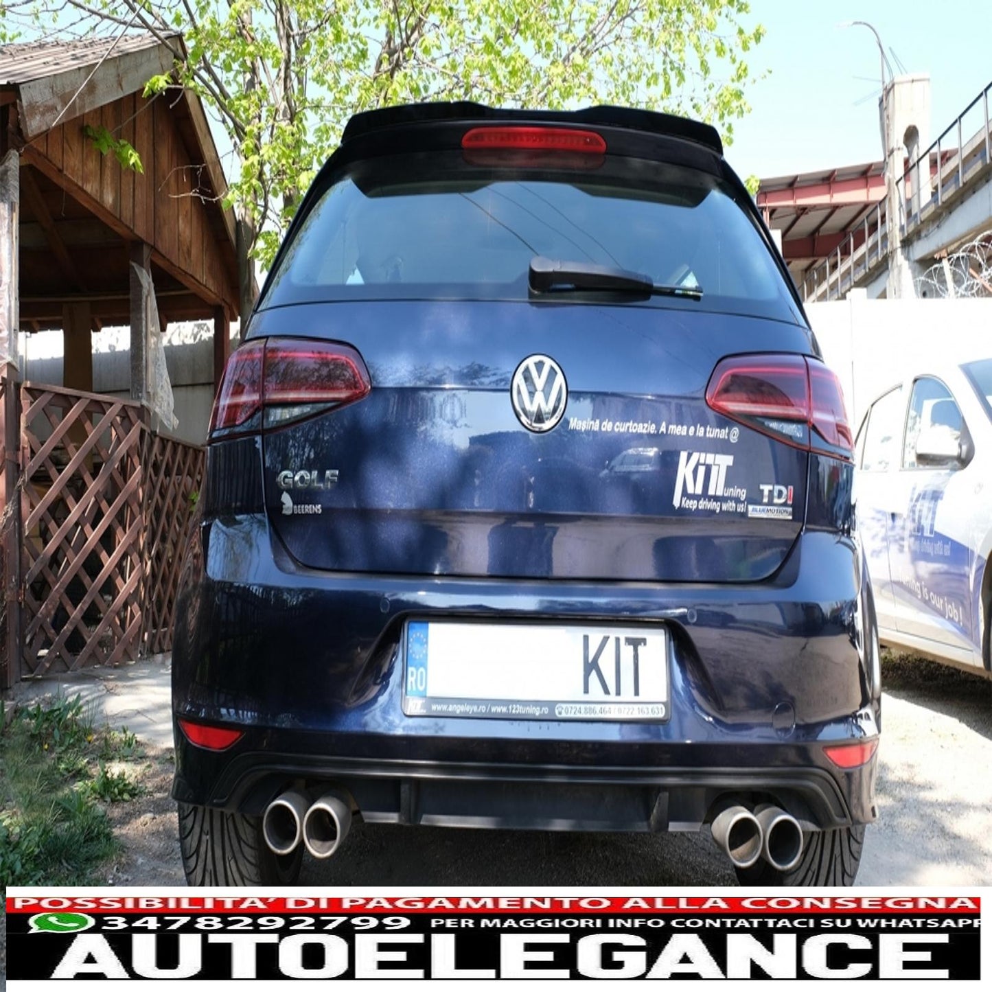 Roof spoiler to add to the trunk wing suitable for vw golf 7 (2012-2017) gti design piano black