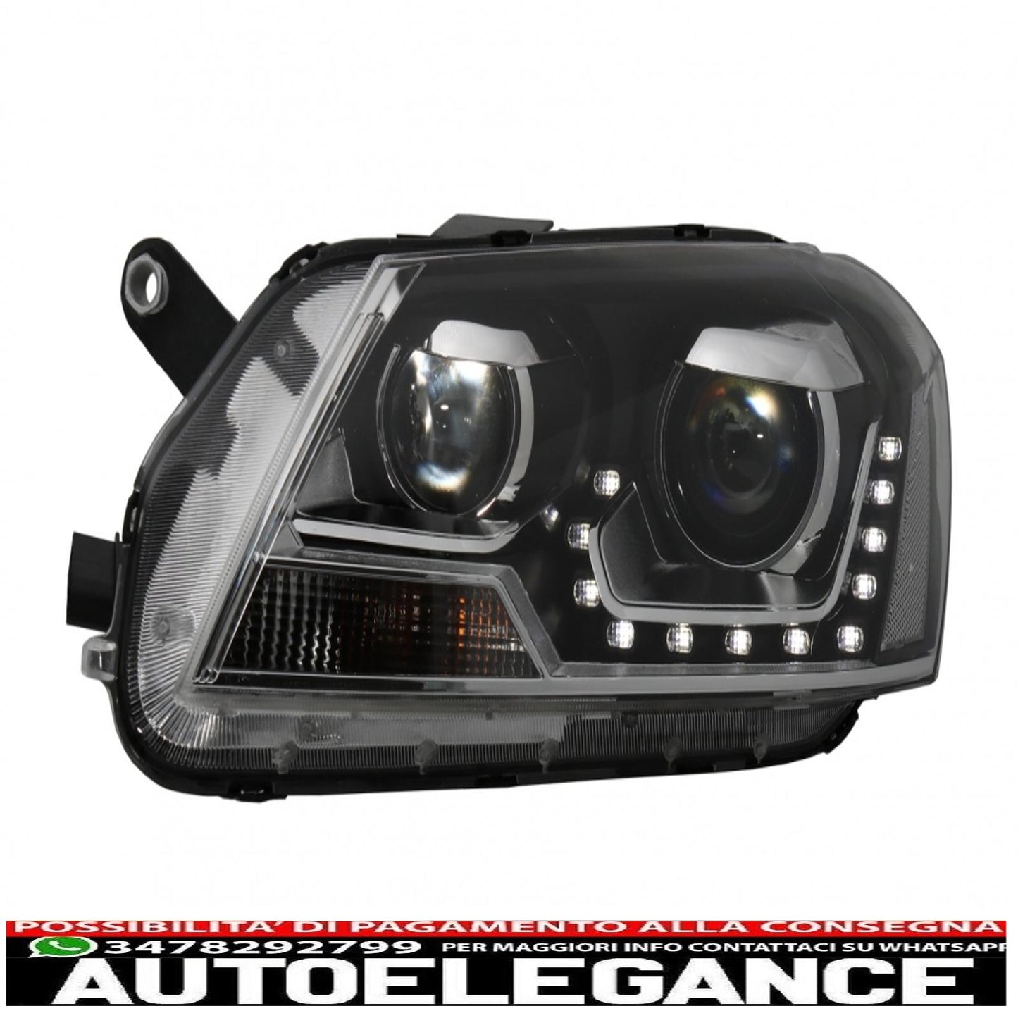 LED DRL headlights suitable for VW Passat 3C B7 (11/2010-10/2014) black