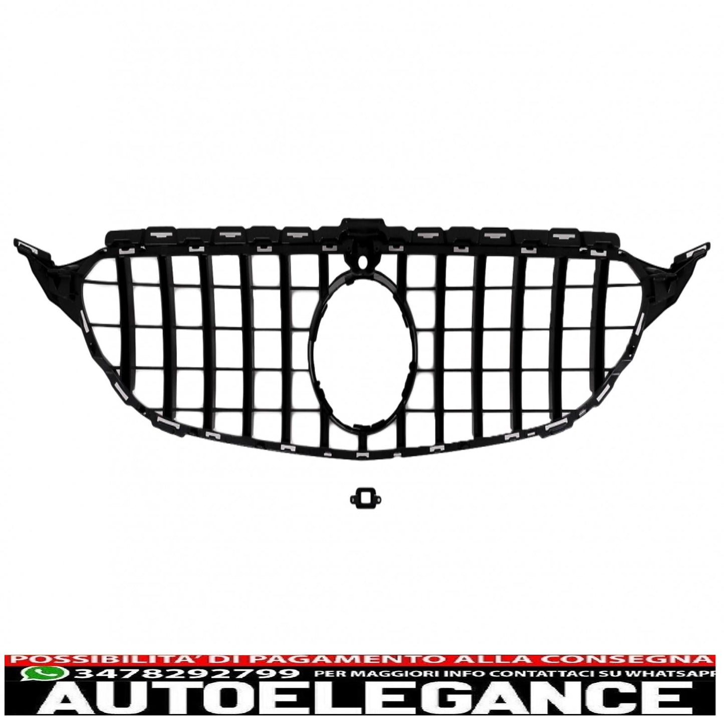 center grille suitable for mercedes c class w205 s205 c205 (2014-2018) gt-r design panamericana black with 360 camera