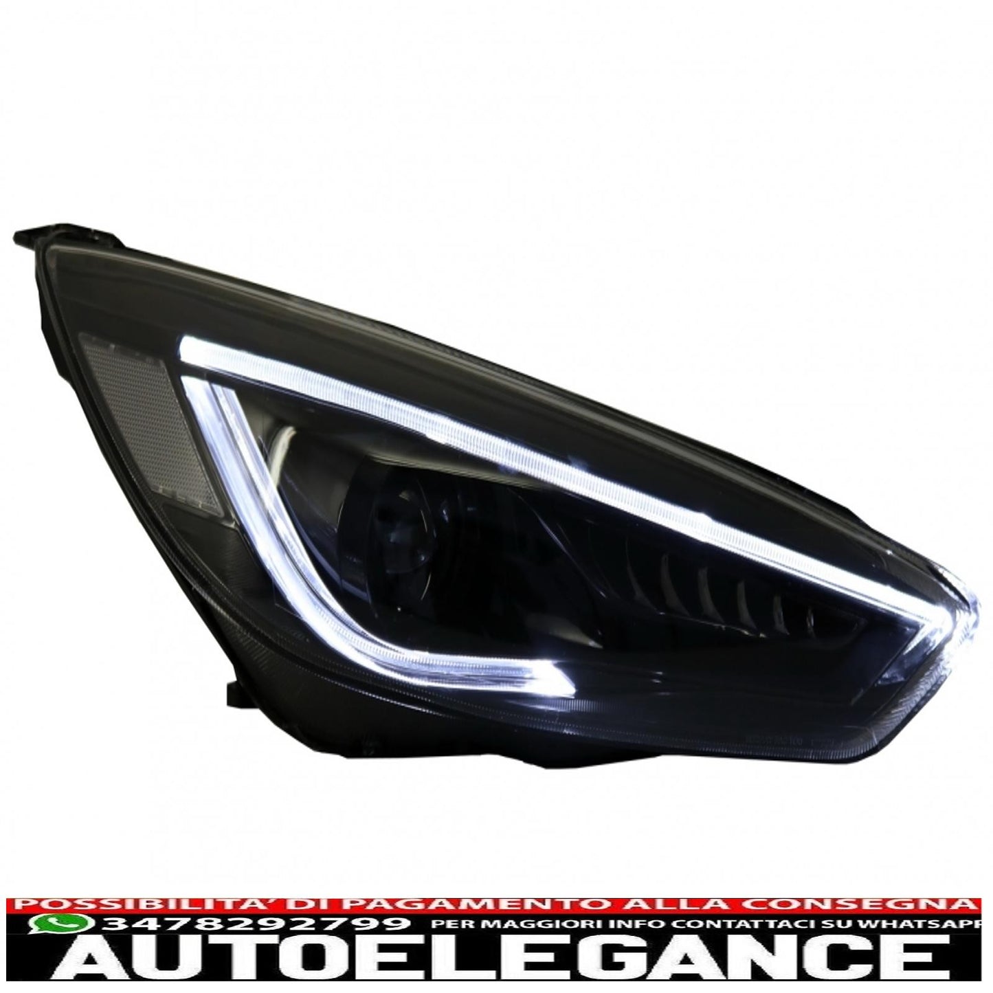 led drl headlights suitable for ford focus iii mk3 (2015-2017) bi-xenon design dynamic and fluid direction indicators demon look