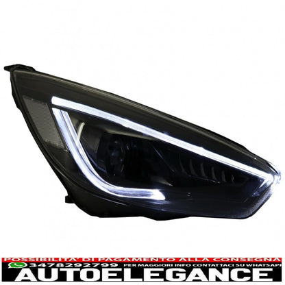 led drl headlights suitable for ford focus iii mk3 (2015-2017) bi-xenon design dynamic and fluid direction indicators demon look