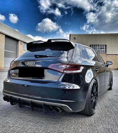 SPOILER ADATTO PER AUDI A3 8V 2012-2020 SPORTBACK LOOK SPORTIVO NERO LUCIDO