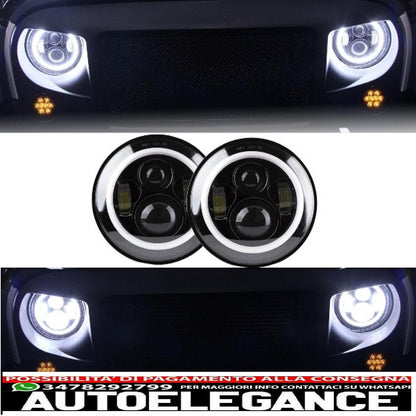 7 inch Cree LED Headlights Amber Halo DRL Fit For Jeep Wrangler JK TJ LJ Land Rover Defender Mercedes W463 Black