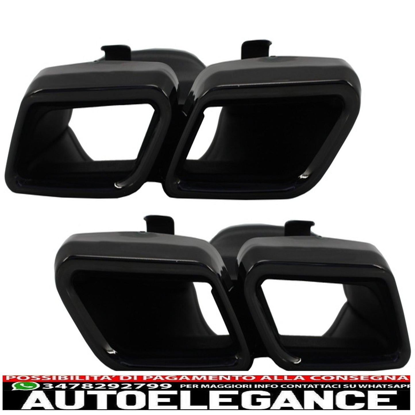 diffusore paraurti posteriore adatto per mercedes classe c w205 s205 (2014-2020) design c63 con terminali di scarico neri solo per pacchetto sportivo