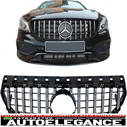griglia anteriore centrale adatta per mercedes cla c117 x117 w117 facelift (2016-2018) cla45 gt-r design panamericana cromata nera