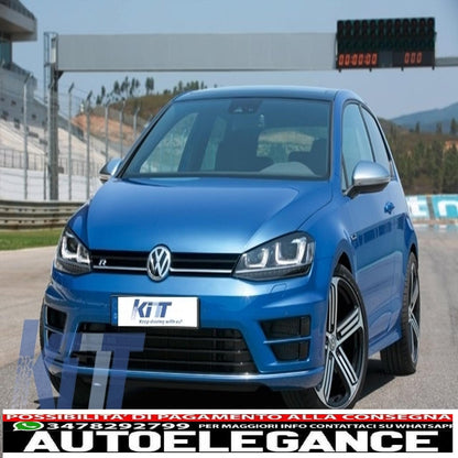 3d led drl r-look headlight assembly with grill suitable for vw golf 7 vii (2012-2017) silver r-line look 