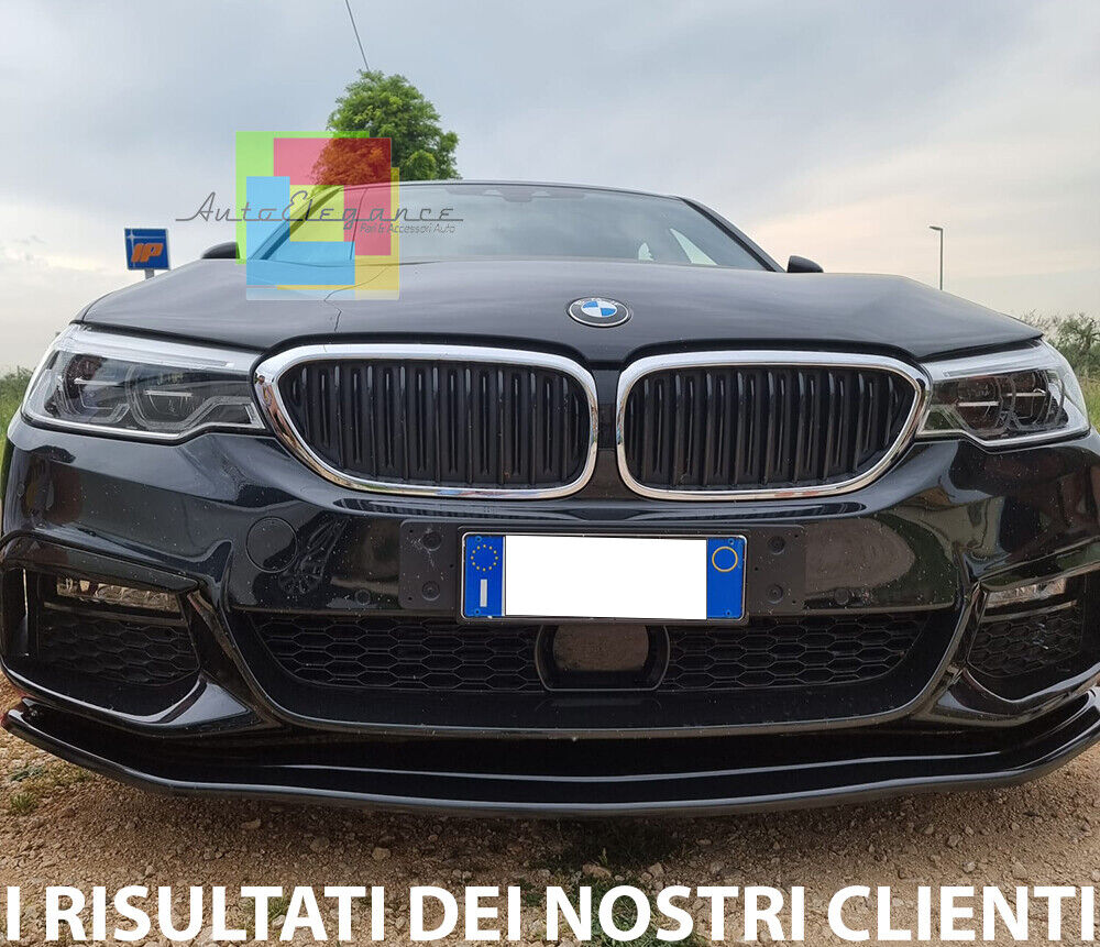 BMW SERIE 5 G30 G31 M SPLITTER PARAURTI ANTERIORE NERO LUCIDO ABS LAMA 0321 AUTOELEGANCERICAMBI