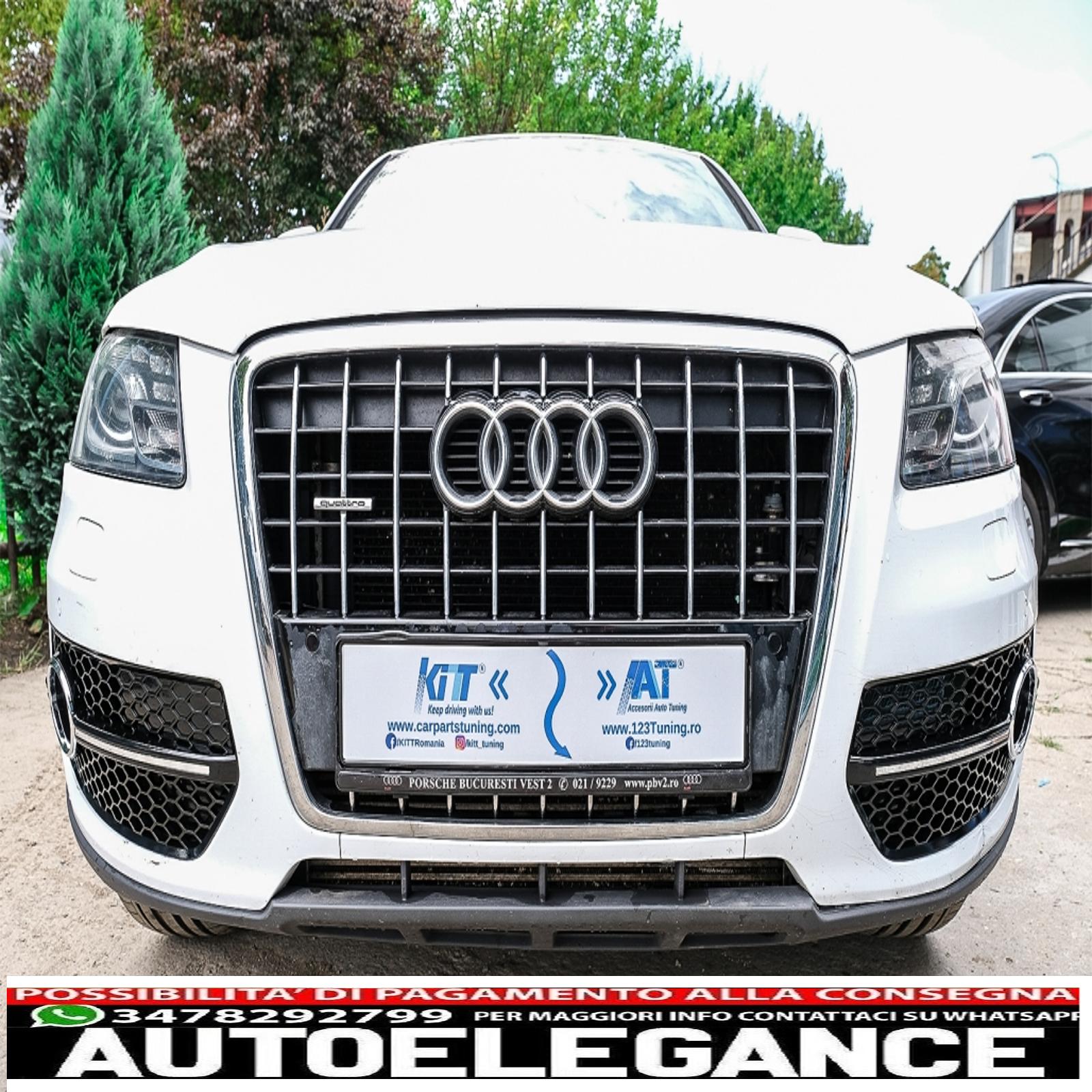 Copri fendinebbia griglie laterali adatto per audi q5 suv 8r (2008-2011) rs design piano nero cromato AUTOELEGANCERICAMBI