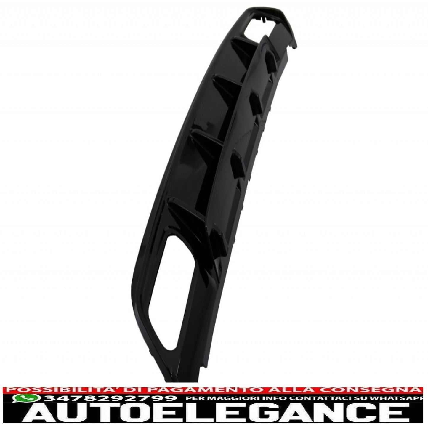 Diffusore posteriore con mantovana adatto per Mercedes W176 Classe A (2012-2018) con terminali di scarico e spoiler sul coperchio del bagagliaio A45 Design Facelift Black Edition