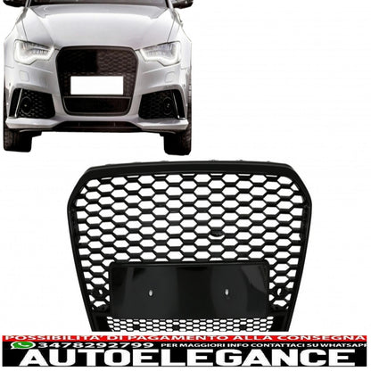 griglia anteriore adatta per audi a6 c7 4g pre-facelift (2011-2014) rs6 design pianoforte nero