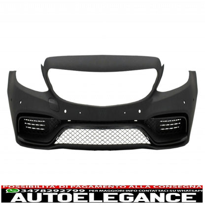 front bumper suitable for mercedes c-class w205 s205 (2014-2018) central grille with rear diffuser and exhaust tips design c63