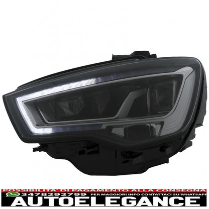 full led headlights suitable for audi a3 8v pre-facelift (2013-2016) xenon upgrade with sequential dynamic cornering lights