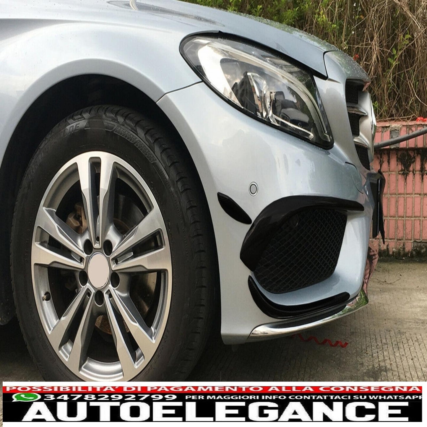 Front Bumper Splitter Wings Flaps Aero Fit For Mercedes C Class W205 S205 C205 A205 (2015-2018) C43 Piano Black Design