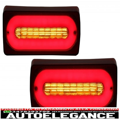 fanali posteriori full led barra luminosa luci di svolta sequenziali dinamiche rosse con fendinebbia e spoiler sul tetto adatti per mercedes benz classe g w463 (1989-2015)
