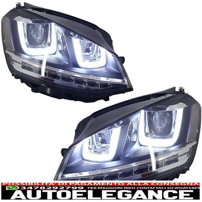 paraurti anteriore adatto per vw golf vii 7 (2013-2017) r-line look con fari 3d led drl luci di svolta sequenziali dinamiche fluenti argento