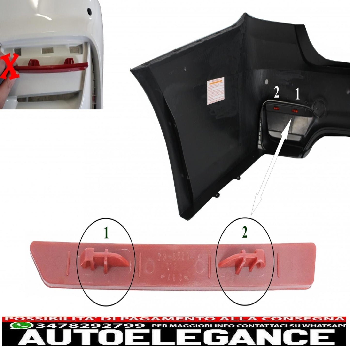 catadiottro rosso adatto a bmw serie 3 f30 (2011-2019) solo evo design paraurti posteriore lato sinistro AUTOELEGANCERICAMBI