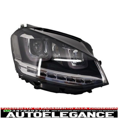 right led headlights dynamic sequential direction lights with central grille suitable for vw golf 7 vii (2012-2017) r-line design chrome inserts