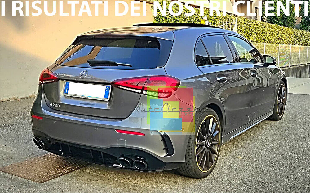DIFFUSORE ADATTO PER MERCEDES CLASSE A W177 AMG + TERMINALI NERI LOOK A45S