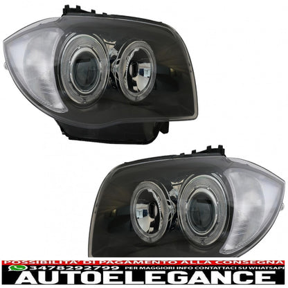 angel eye headlights suitable for bmw 1 series e81 e82 e87 e88 (2004-2011) 2 black halo rims 