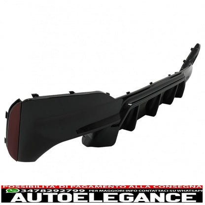 diffusore paraurti posteriore pianoforte nero con terminali di scarico cromati adatti per bmw serie 5 g30 g31 limousine touring (2017-2020) design m5