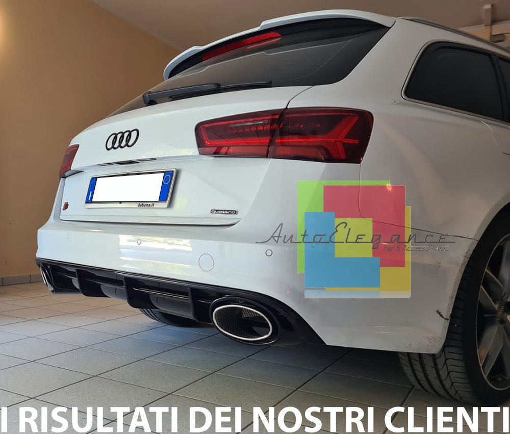 DIFFUSORE ADATTO PER AUDI A6 4G C7 2015-2018 STANDARD LOOK RS6+TERMINALI LUCIDO