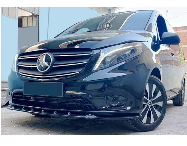 SPLITTER ADATTO PER MERCEDES VITO W447 STANDARD 2014+ LOOK NERO LUCIDO V3
